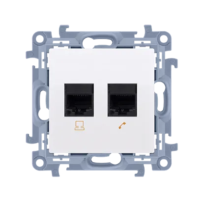 Doppelte Telefonanschlussdose RJ11 (Modul) weiß Simon 10