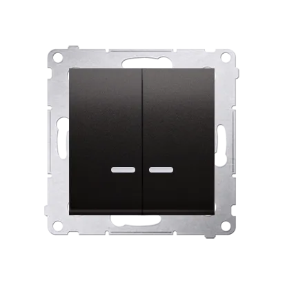 Doppelter Kerzenschalter (Modul) mit LED IP44 Anthrazit Kontakt Simon 54 Premium DW5ABL.01/48