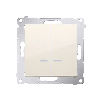 Doppelter Kerzenschalter (Modul) mit LED IP44 cremeweiß Kontakt Simon 54 Premium DW5ABL.01/41