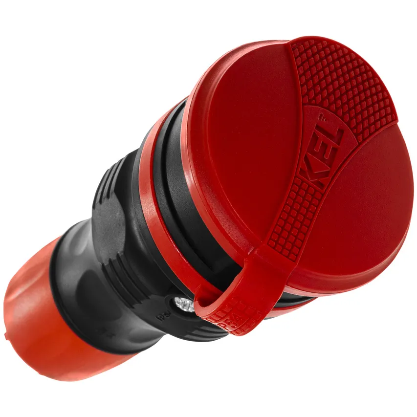 Einzelne 2p+Z Steckdose; EXTREM mit Klappe; hermetisch; IP 54 demontierbar, schwarz und rot