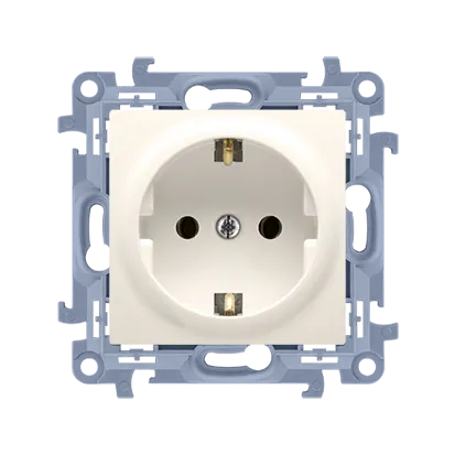 Einzelne Schuko-Erdungssteckdose (Modul) 16A 250V cremefarben Simon 10