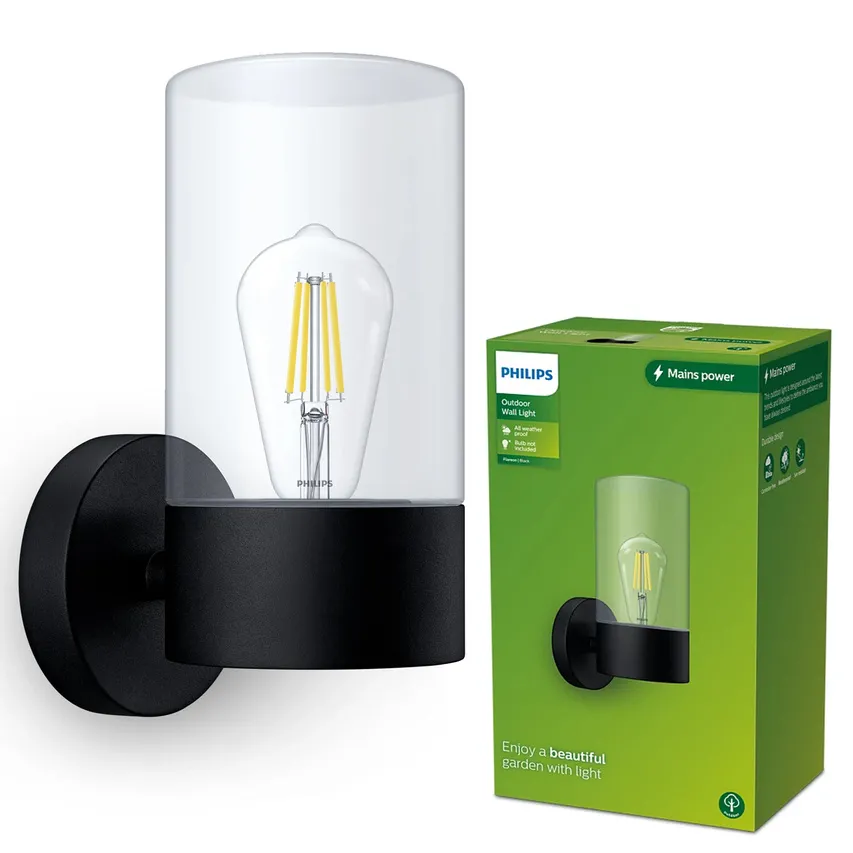 FLAREON E27 Außenfassaden-Wandleuchte IP44 schwarz Philips