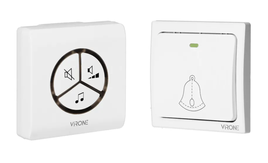 Funkklingel WAYO AC, netzbetrieben, batterieloser Taster, Lernsystem, 25 Töne, Reichweite 100m