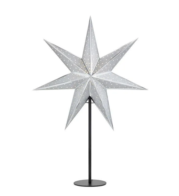 GLITTER 45cm Silber E14 Stern Schreibtischlampe