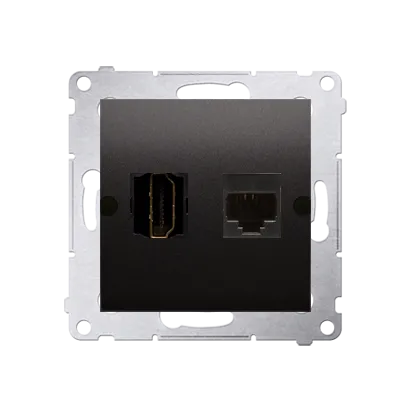 HDMI-Dose + Computer-Dose RJ45 Kat.6 (Modul) anthraizt Kontakt Simon DGHRJ45.01/48