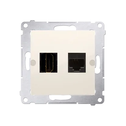 HDMI-Dose + Computer-Dose RJ45 Kat.6 (Modul) cremeweiß Kontakt Simon DGHRJ45.01/41
