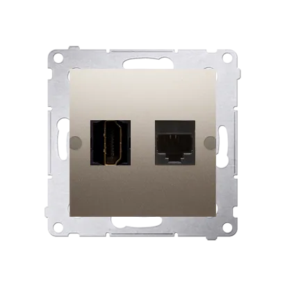 HDMI-Dose + Computer-Dose RJ45 Kat.6 (Modul) gold matt Kontakt Simon DGHRJ45.01/44