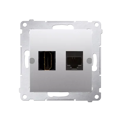 HDMI-Dose + Computer-Dose RJ45 Kat.6 (Modul) silber matt Kontakt Simon DGHRJ45.01/43