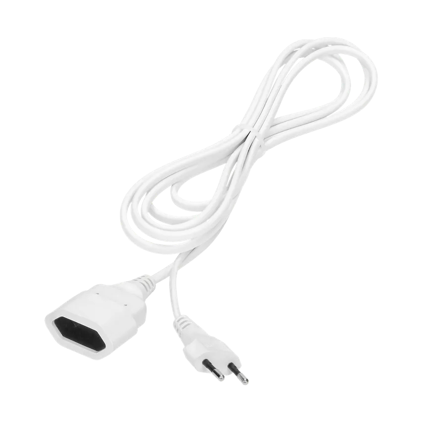 Haushalts-Verlängerungskabel für eine Steckdose, 1x2P, 5m, PVC-Kabel H03VV-F 2x0,75mm2, 230VAC