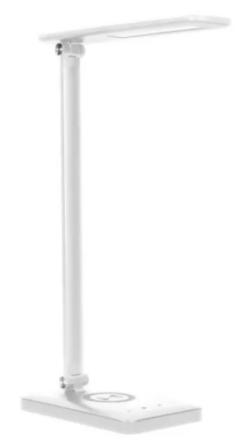 ISIYO LED 7W Schreibtischlampe mit induktivem Ladegerät und usb. 390lm, 3000-4000-6000K, Temperatur Farbwechsel und Dimmfunktion, weiß