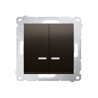 Kerzenschalter (Modul) 2x 1polig mit LED Braun matt IP44 Kontakt Simon 54 Premium DW5BL.01/46