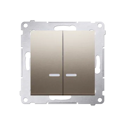 Kerzenschalter (Modul) 2x 1polig mit LED Gold IP44 Kontakt Simon 54 Premium DW5BL.01/44