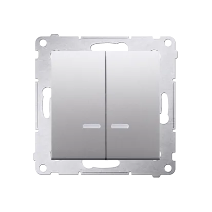 Kerzenschalter (Modul) 2x 1polig mit LED Silber IP44 Kontakt Simon 54 Premium DW5BL.01/43