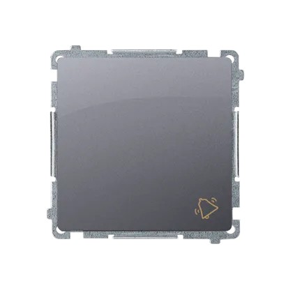 Klingeltaster- Einsatz 1fach 10AX 250V mit Aufdruck silber matt. Kontakt Simon BMD1.01/43