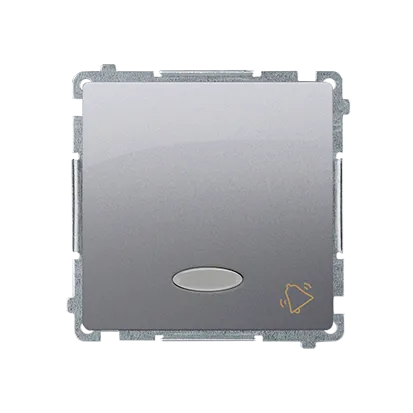 Klingeltaster silber matt metallisiert mit Aufdruck "Klingel" und Beleuchtung 1-polig MD1L.01/43