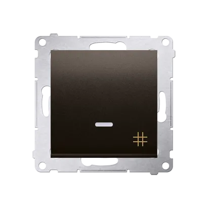 Kreuzschalter (Modul) mit Aufdruck und LED Braun Kontakt Simon 54 Premium DW7L.01/46