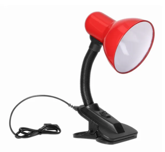 LATSA, Schreibtischlampe mit Clip, 40W, E27, Stahl + Kunststoff, rot