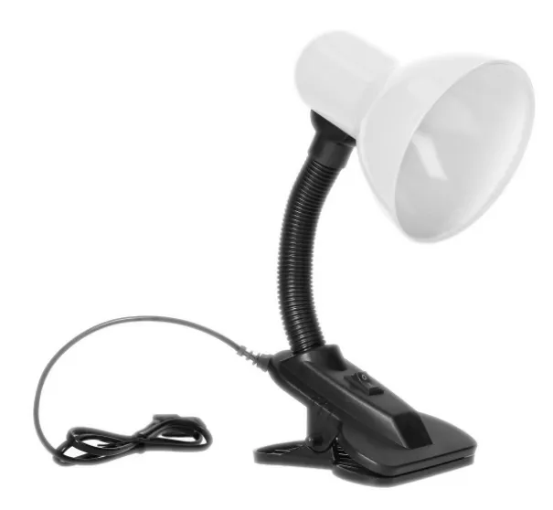 LATSA, Schreibtischlampe mit Clip, 40W, E27, Stahl + Kunststoff, weiß