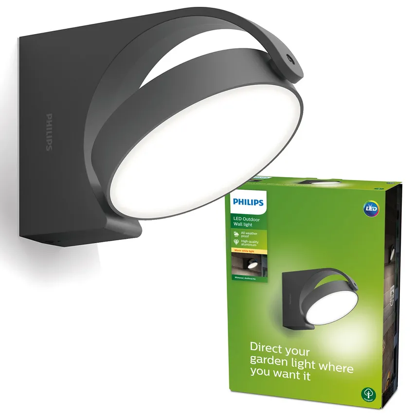 LED MIMOSA 7W 2700K 630lm IP44 anthrazit Wandleuchte für den Außenbereich Philips