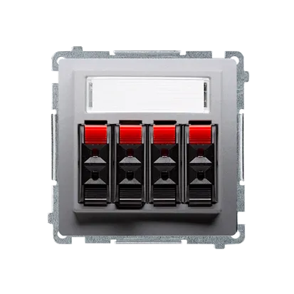 Lautsprecherdose 4fach mit Beschriftungsfeld inox met. Kontakt Simon BMGL34.01/21