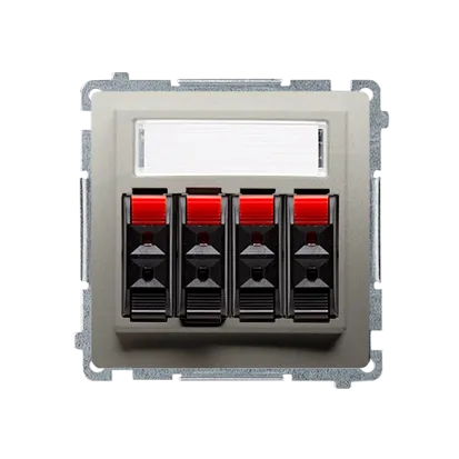 Lautsprecherdose 4fach mit Beschriftungsfeld satin met. Kontakt Simon BMGL34.01/29