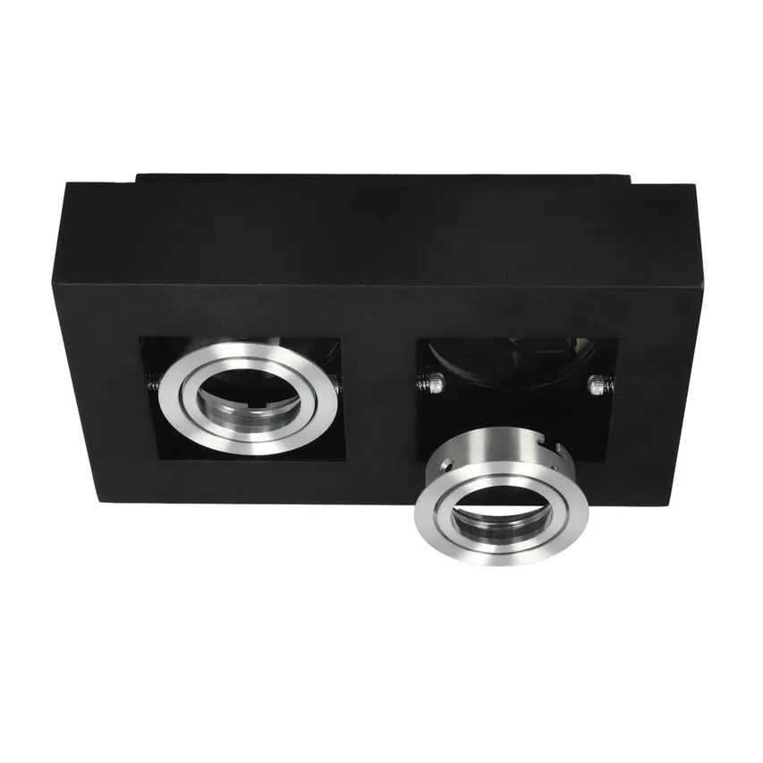 OSMIN RIM 2 Schwarz Silber IP20 quadratische Doppeldeckenleuchte schwarz matt, austauschbarer Ring, EDO777681 EDO