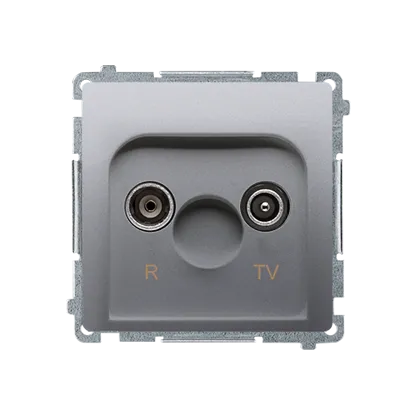 R- TV-Endantennendose separate Dämpfung 1dB inox met. Kontakt Simon BMZAR1/1.01/21