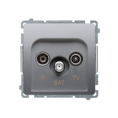 R- TV- SAT Durchgangsdose Anschlussdämpfung 10dB inox met. Kontakt Simon SAT10/P.01/21