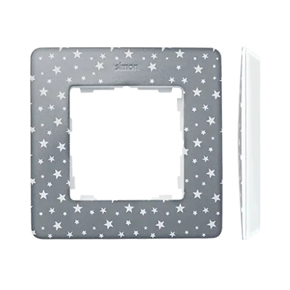 Rahmen 1fach Detail original- air kaltgrau in Sternen/ Grundfarbe weiß Kontakt Simon 82 8200610-223