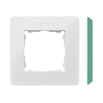 Rahmen 1fach Detail original-mono weiß/ Grundfarbe Aquamarin Kontakt Simon 82 8200610-202