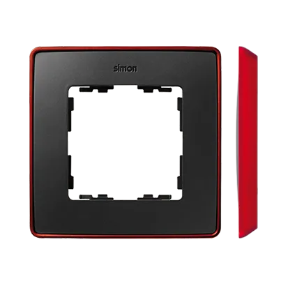 Rahmen 1fach Detail original- select metallisch graphit/ Grundfarbe rot Kontakt Simon 82 8201610-252