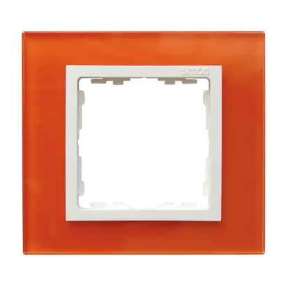 Rahmen 1fach Glas orange/ Zwischenrahmen weiß Kontakt Simon 82 82617-65