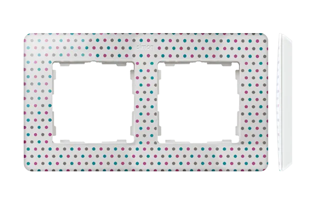 Rahmen 2fach Detail original-imagine bunte Punkte/ Grundfarbe weiß Kontakt Simon 82 8200620-210