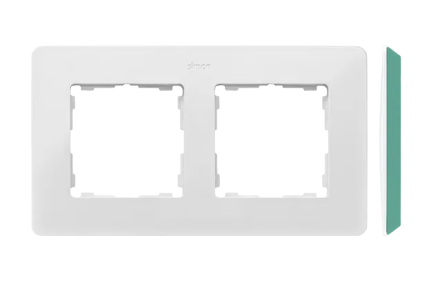 Rahmen 2fach Detail original-mono weiß/ Grundfarbe Aquamarin Kontakt Simon 82 8200620-202