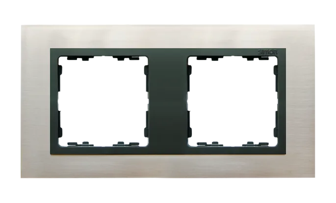 Rahmen 2fach Glas Inox/ Zwischenrahmen graphit Kontakt Simon 82 82827-37