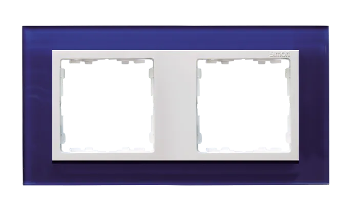 Rahmen 2fach Glas dunkelblau/ Zwischenrahmen weiß Kontakt Simon 82  82627-64