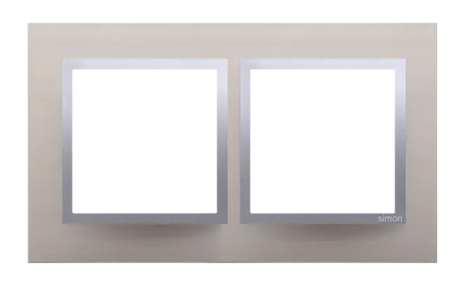 Rahmen 2fach Satin Metall Kontakt Simon 54 Nature DRN2/79