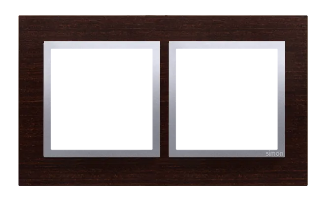 Rahmen 2fach silber Wenge Holz Kontakt Simon 54 Nature DRN2/84