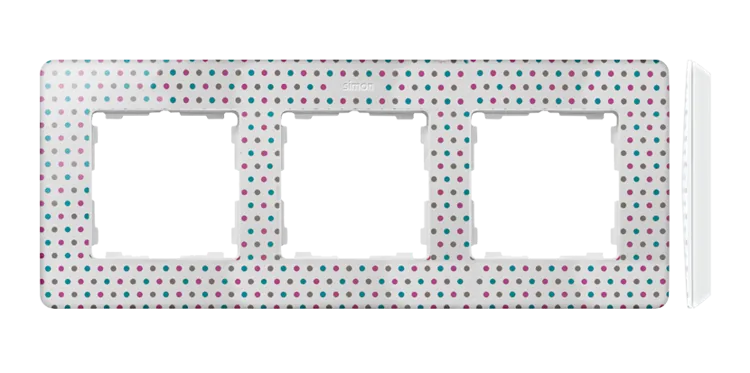 Rahmen 3fach Detail original-imagine bunte Punkte/ Grundfarbe weiß Kontakt Simon 82 8200630-210