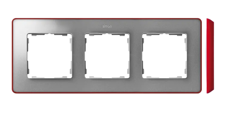 Rahmen 3fach Detail original- select metallisch Aluminium/ Grundfarbe rot 82 8201630-255
