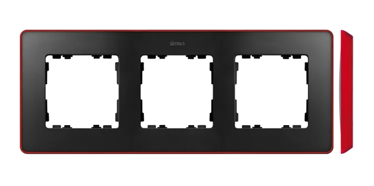 Rahmen 3fach Detail original- select metallisch graphit/ Grundfarbe rot Kontakt Simon 82 8201630-252