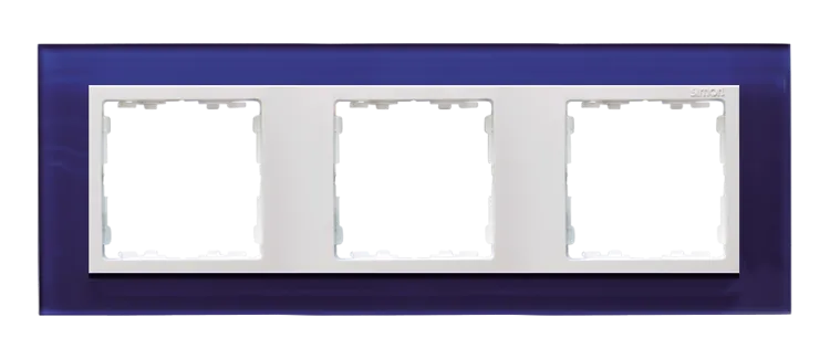 Rahmen 3fach Glas dunkelblau/ Zwischenrahmen weiß Kontakt Simon 82  82637-64