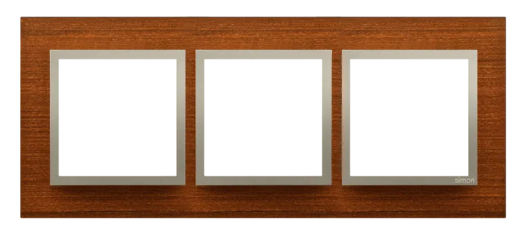 Rahmen 3fach goldene Nuss matt Holz Kontakt Simon 54 Nature DRN3/86
