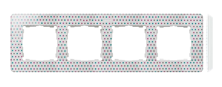 Rahmen 4fach Detail original-imagine bunte Punkte/ Grundfarbe weiß Kontakt Simon 82 8200640-210
