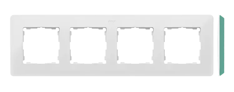 Rahmen 4fach Detail original-mono weiß/ Grundfarbe Aquamarin Kontakt Simon 82 8200640-202