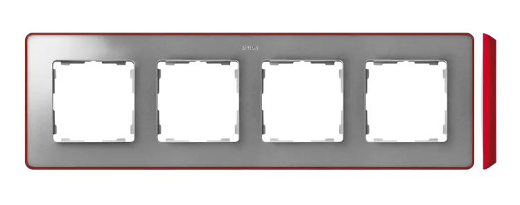 Rahmen 4fach Detail original- select metallisch Aluminium/ Grundfarbe rot 82 8201640-255