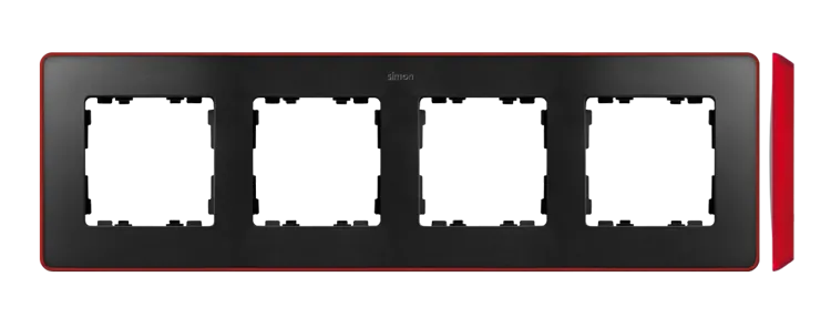 Rahmen 4fach Detail original- select metallisch graphit/ Grundfarbe rot Kontakt Simon 82 8201640-252