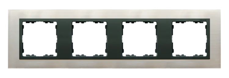 Rahmen 4fach Glas Inox/ Zwischenrahmen graphit Kontakt Simon 82 82847-37