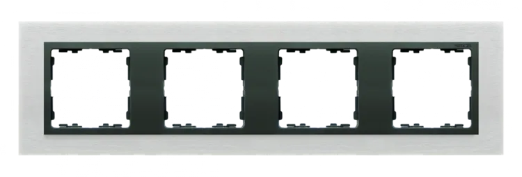 Rahmen 4fach Glas Inox matt/ Zwischenrahmen graphit Kontakt Simon 82 82847-31