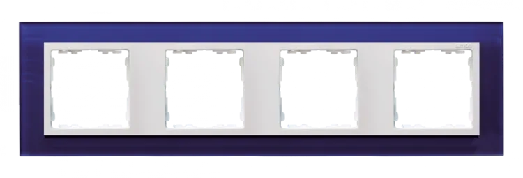 Rahmen 4fach Glas dunkelblau/ Zwischenrahmen weiß Kontakt Simon 82  82647-64